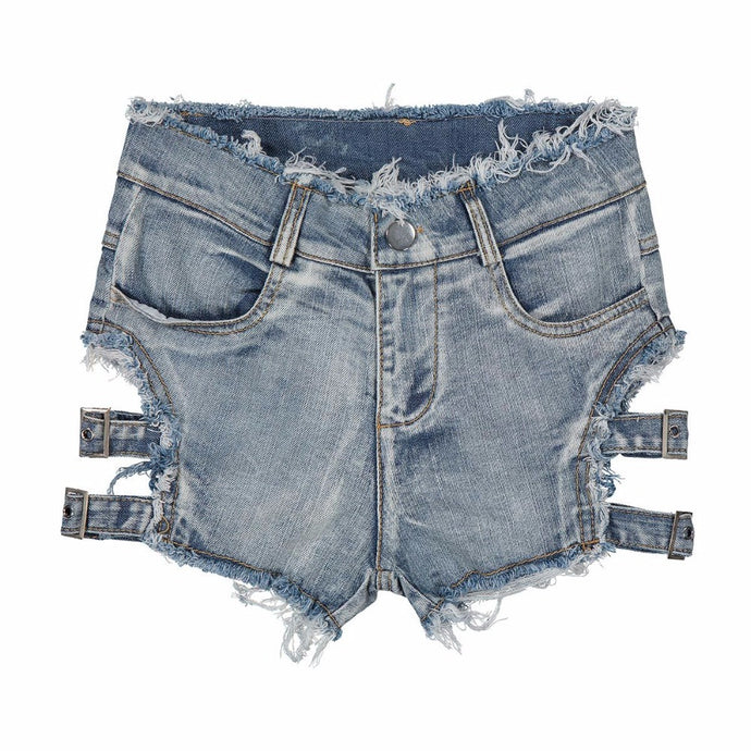 2018 Summer Women New Fashion Vintage Ripped Hole Fringe Bandage Denim Shorts Casual Pocket Jeans Shorts Gril Hot Shorts - Agribi Fashion