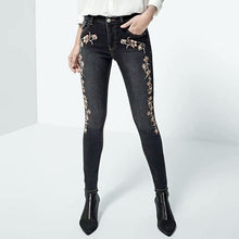Load image into Gallery viewer, Conmoto 2018 Embroidery Skinny Jeans Pant Women High Waist Stretchy Denim Black Jean Fashion Zipper Streetwear Long Pencil Jeans - Agribi Fashion