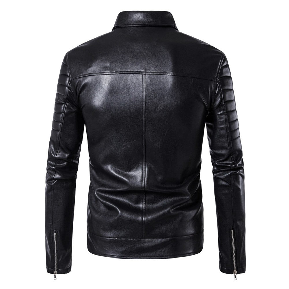 New Fashion  Men's High Quality Jacket Brand Leather Jacket PU Jacket Motorcycle Jacket Zipper Jacket Punk Style Plus Size Tops - Agribi Fashion
