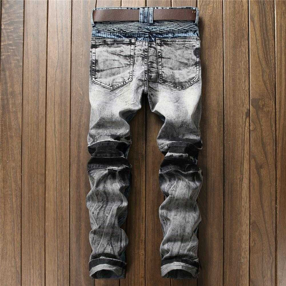 High Quality Ripped Jeans Men Fashion Patchwork Moto Jeans 2017 New Mens Pants Slim Fit Jeans Men Biker Denim Jean Men - Agribi Fashion