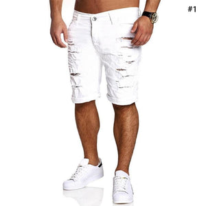 Men Jeans Short Summer Fashion Frayed Hole Knee Length Man Denim Shorts Zipper Fly Homme Casual Shorts - Agribi Fashion