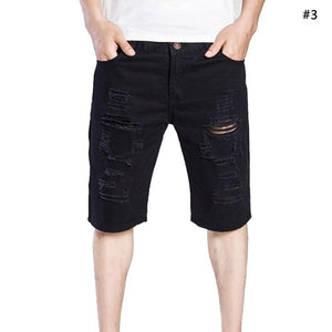 Men Jeans Short Summer Fashion Frayed Hole Knee Length Man Denim Shorts Zipper Fly Homme Casual Shorts - Agribi Fashion