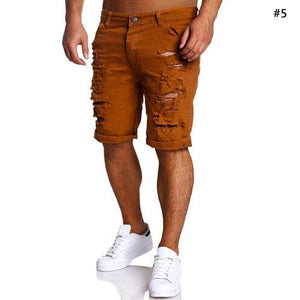 Men Jeans Short Summer Fashion Frayed Hole Knee Length Man Denim Shorts Zipper Fly Homme Casual Shorts - Agribi Fashion