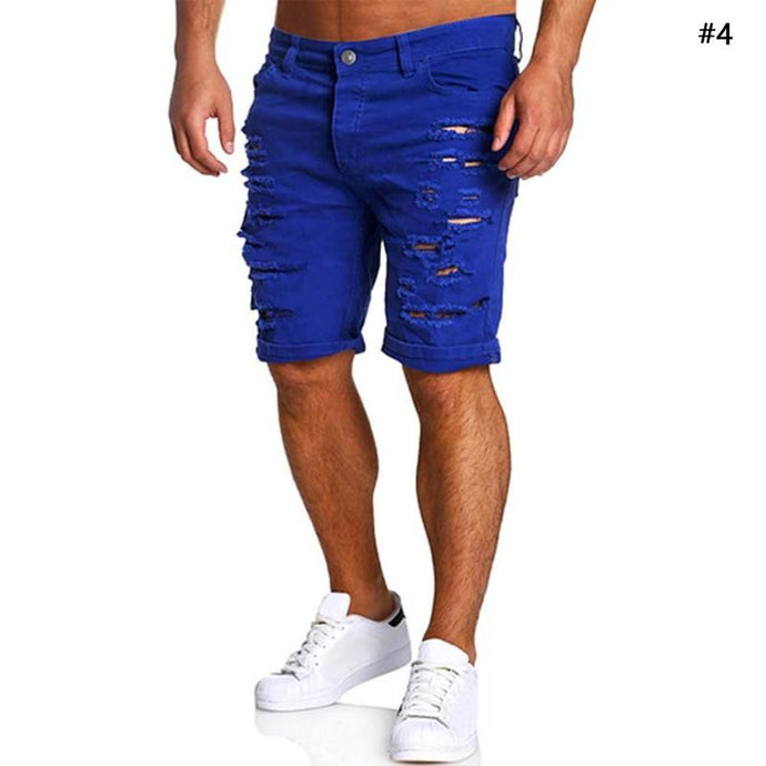 Men Jeans Short Summer Fashion Frayed Hole Knee Length Man Denim Shorts Zipper Fly Homme Casual Shorts - Agribi Fashion