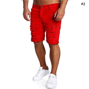 Men Jeans Short Summer Fashion Frayed Hole Knee Length Man Denim Shorts Zipper Fly Homme Casual Shorts - Agribi Fashion